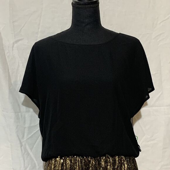 Express Nwt Black And Gold Mini Dress Size Small New Years Eve Party - Picture 3 of 8